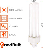 42 Watt CFL Light Bulbs | 4 Pin GX24Q-4 Base 5000K Daylight | 42W High Output 3200 Lumens | Triple Tube Compact Fluorescent Light Bulbs Plug-in | Car Dealership Lighting | 10 Pack by GoodBulb