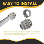 Conduit Connectors, 1-1/2 Inch Liquid Tight Connector NPT Non-Metallic for PVC Electrical Flexible Conduit Fittings, 180 Degree Straight, UL Listed for Home Outdoor Tubes Tools, Grey (2-Pack)