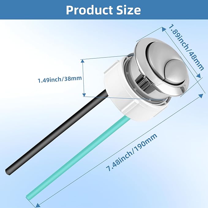 38mm Toilet Push Button Replacement, Dual Flushing Toilet Push Button Spare Parts, Compatible with Geberit & Kohler Part, Satin Chrome, Easy to install, 1Pack