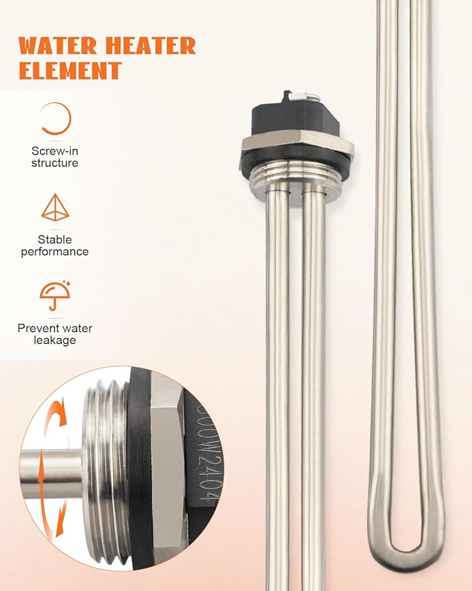 100108283 Water Heater Element Fit for AO Smith ECT 52 55 66 80 120, ECS 30 40 50, ECLN ELJN ECJN 40, ECL 30 50, E6 Electric Water Heater, Replaces 100108284 9000092015 9000092045, 4500W 240V