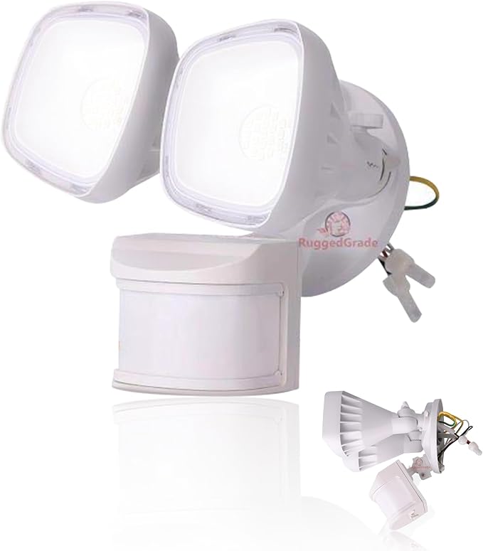 RuggedGrade 20W Turin II TT Series LED Security Light - Motion Sensor Flood Light - 2,400 Lumens - 240° Sensor - Color Selectable 3000K/4000K/5000K - White Housing - Outdoor Light - DLC 5.1 Premium