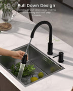 APPASO 2 Hole Kitchen Faucet, 3 Modes Matte Black Kitchen Faucet with Pull Down Sprayer, High Arch Kitchen Sink Faucet with Side Single Handle 2 Pieces