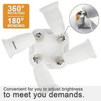 DiCUNO 4 in 1 E26 Light Socket Splitter Adapter, Standard Base LED Bulbs Converter, 360 Degrees Adjustable 180 Degree Bending, 4 Way Bulbs Socket Holder