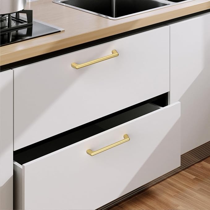 10-Pack 3.75 Inch Cabinet Handles - Gold Cabinet Pulls for Cabinets