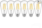 Ralbay ST64 Vintage LED Edison Bulbs 60 Watt Equivalent 6-Pack, Bright Natural White Light 4500K, E26 Antique LED Filament Bulbs, E26 Medium Base
