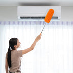 Tanlade 12 Pcs Microfiber Feather Duster for Cleaning 13-31 Inch Extendable Cobweb Dusters Ceiling Fan Duster Washable Bendable Tool for Office Car Window Furniture (Orange)