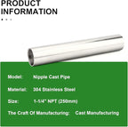 TAISHER 1PCS Stainless Steel Pipe Fittings, 1-1/4" NPT Female x 1-1/4" NPT Female Threaded, 10" Length Nipple Cast Pipe