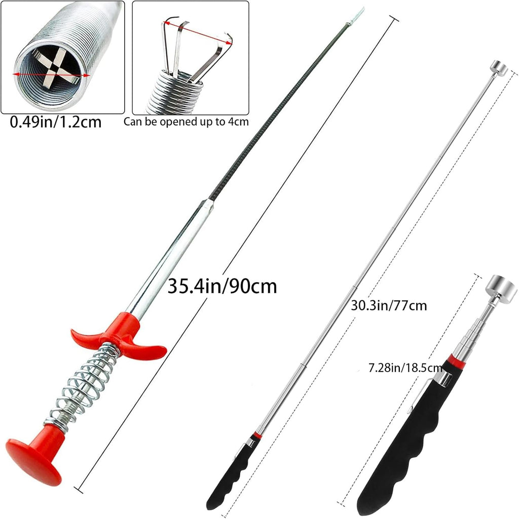 Magnetic Pickup Tool and Grabber Set, 35-inch Flexible Claw, 30-inch Telescoping Magnet with 20lb Pull Force