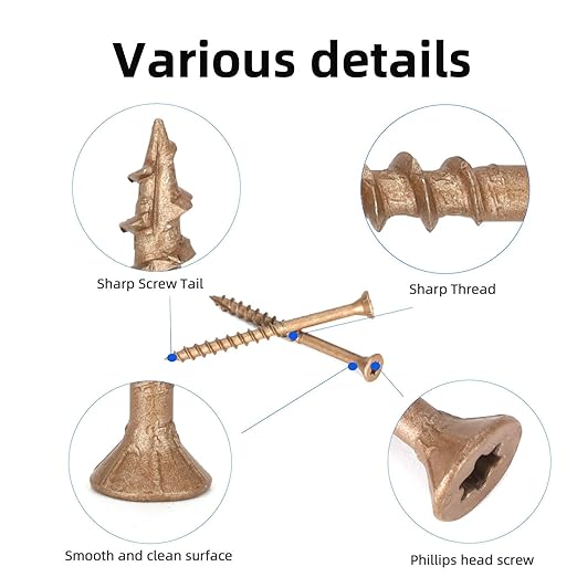 Wood Screws #10 x 2-1/2’’, T25 Star Torx Drive Flat Head Deck Screws, Brown, 79Pcs (1lb)
