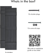 Board & Batten Vinyl Shutters (1 Pair) | 14.5"x63" (4-Board) - Cornerstone Grey | Exterior Window Shutters | Includes Mounting Hardware | Simple Installation | Made in USA