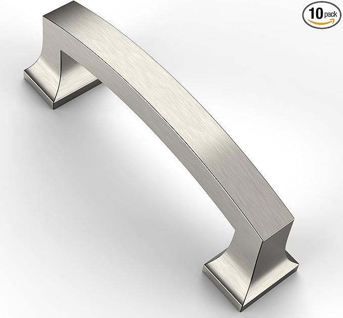 Asidrama 10 Pack 3 Inch(76mm) Hole Centers Kitchen Cabinet Handles, Brushed Satin Nickel Cabinet Pulls Kitchen Cabinet Hardware for Cupboard Drawer Pulls