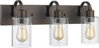 Emliviar Bathroom Vanity Light Fixtures - 3-Light Farmhouse Wall Light for Bathroom, Oil Rubbed Bronze Finish with Clear Glass, YCE237B-3W ORB