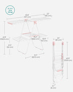SONGMICS Clothes Drying Rack, Foldable 2-Level Laundry Drying Rack, Free-Standing Laundry Airer, with Height-Adjustable Wings, 33 Drying Rails, Sock Clips, White and Pink ULLR053P01V1