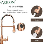 Pre-Rinse Spring Kitchen Faucet, Single Handle Solid Brass High Arc Pull Down Sprayer Head Kitchen Sink Faucet