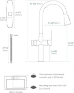 APPASO 3-Way Filter Faucet, Kitchen Faucet with Water Filter, 3 in 1 Faucet for Kitchen Sink Commercial Single Handle, SUS304 Stainless Steel Brushed Nickel (Without Filtration Device)