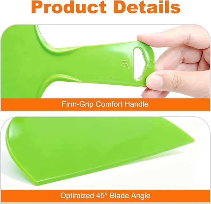 Putty Scraper 10" 3-Pack, Flexible Plastic Knife for Taping Drywall & Wall Repair, Value Pack Spreader for Spackling & Compound, Reusable & Easy Clean, Green