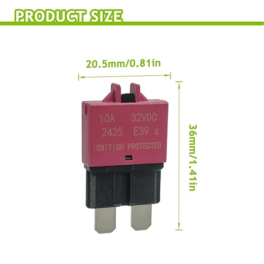 5A 10A 15A 20A 25A 30A DC 12V-32V Manual Reset Circuit Breaker ATC/ATO Low Profile T3 Mini Blade Fuses Breakers for Car Trucks Marine Boat RV Solar and More,2 Pack