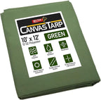 Mytee Products 10' x 12' Green Canvas Tarp 12oz Heavy Duty Water Resistant