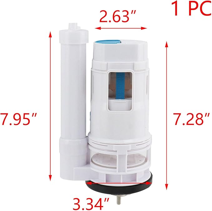 T Tulead Toilet Push Flush Valve Dual 185mm/7.28" Push Button Flush Valve, 2.5-Inch Diameter, for Toilet Tank Height: 7.48"-9.44" (Not for 3-Inch)