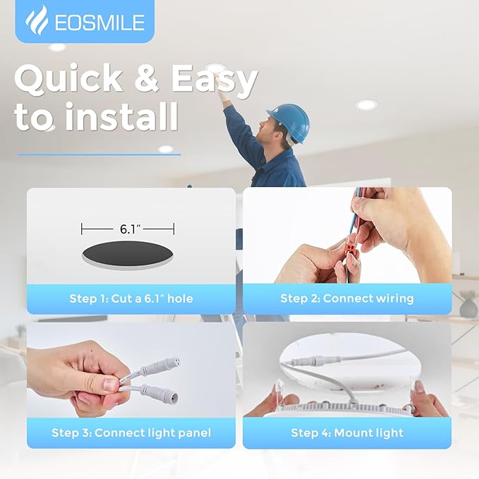 16 Pack 6 Inch LED Recessed Ceiling Light with Junction Box, 2700K-5000K 5CCT 1100 LM Brightness, Ultra-Thin Canless Wafer Ceiling Light, 120V, 12W, ETL FCC