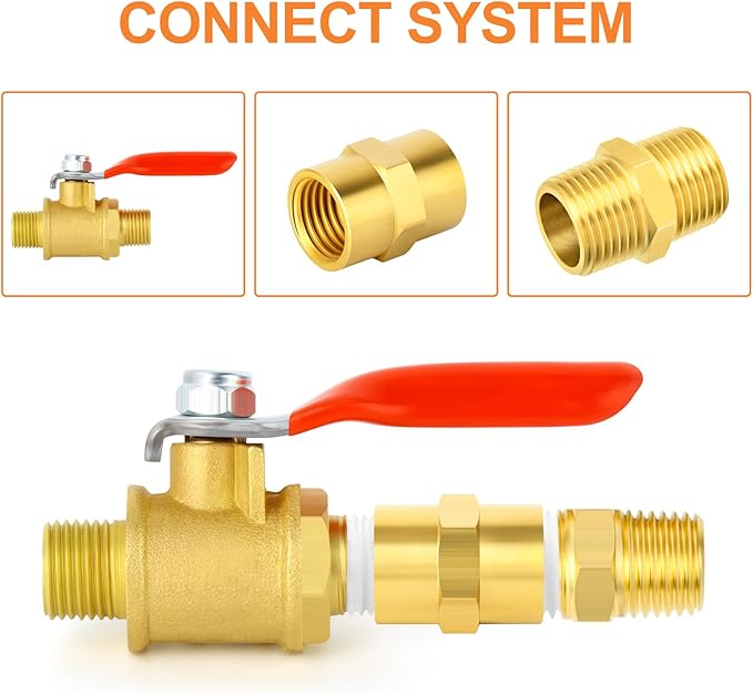 GASHER 4PCS Metals Brass Pipe Fitting, Hex Nipple Brass Hex Coupler, 1" x 1" NPT Male Thread Pipe, 1Inch x 1Inch NPT Female Thread Pipe