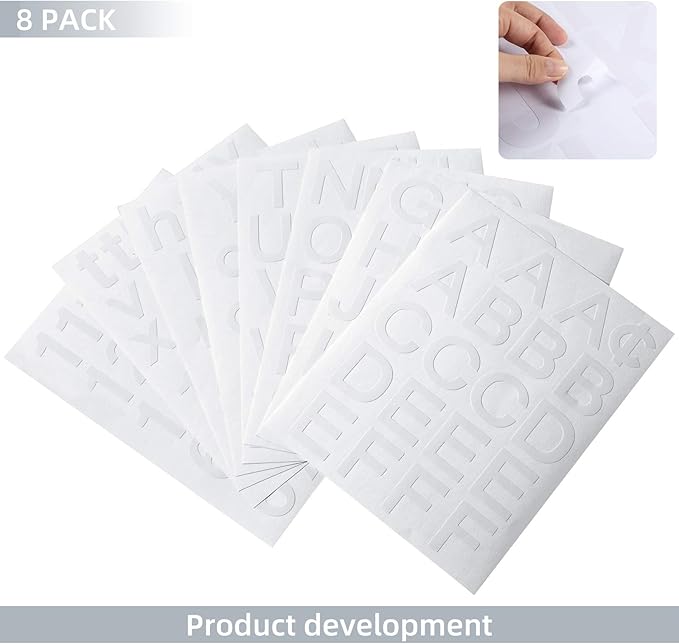 Outus 8 Sheets Vinyl Letter Stickers Self Adhesive Mailbox Alphabet and Numbers Outdoor Vinyl Letters for Scrapbooking Crafts Bulletin Board Classroom School Supplies(3 Inch,White)