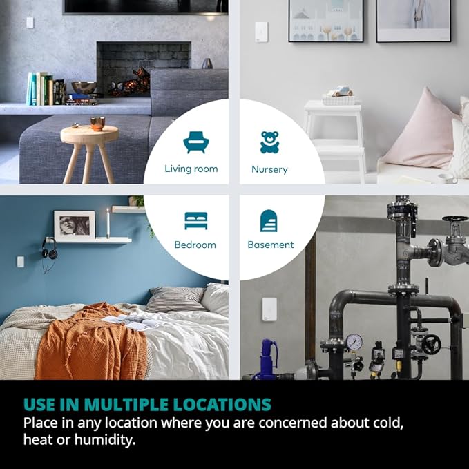 Zigbee Temperature & Humidity Sensor by Ezlo – Monitors Temperature and Humidity Levels Across Your Home – Ideal for Bedrooms, Living Rooms, and Nurseries. Works with Alexa and Zigbee Hubs