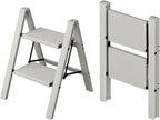 Taranta 2 Step Ladder,Aluminum Lightweight Folding 2 Step Stool with Anti-Slip Wide Pedal,330lbs Capacity Step Ladder for Household,Kitchen,Office - Misty Gray