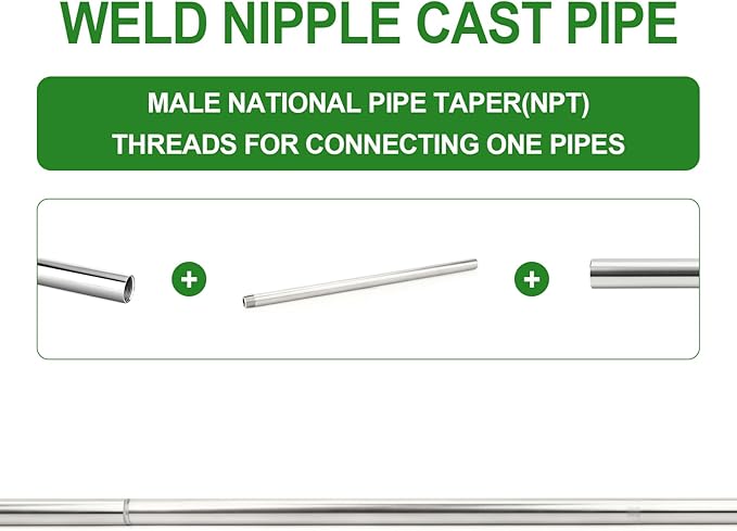 TAISHER 2PCS 304 Stainless Steel Pipe Fittings, 1/4" NPT Male Threaded, 10" Length Weld Nipple Cast Pipe