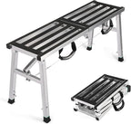 Folding Work Platform Height Adjustment 19-27"(H) Portable Steel Step Ladder Stool for Home, Office, Workshop and Garage, Maximum Load 400lbs