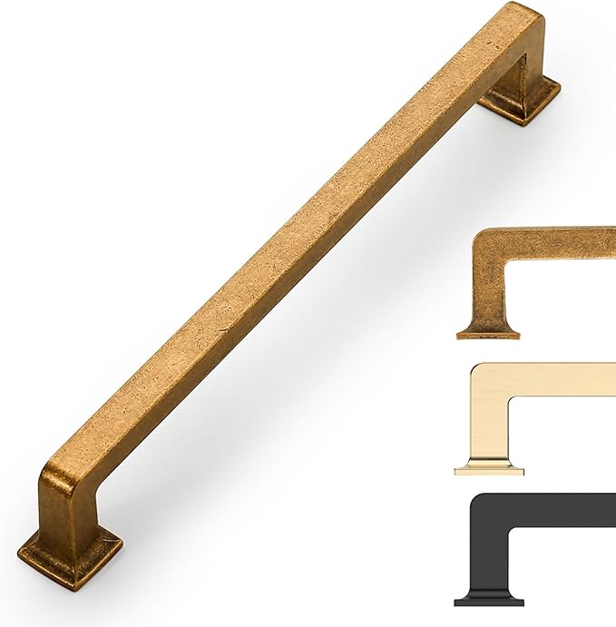 10 Pack Antique Brass Cabinet Pulls 6.25 Inch Kitchen Cabinet Handles Vintage Drawer Pulls Kitchen Handles for Cabinets Retro Dresser Pulls Drawer Handle