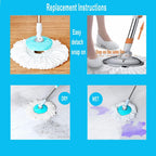 Spin Mop Head Refill Mop Replacement for Spin Magic Mop Pads Round Spin Mop Microfiber Easy Wring Spin Mop Head Cloth 6-Pack