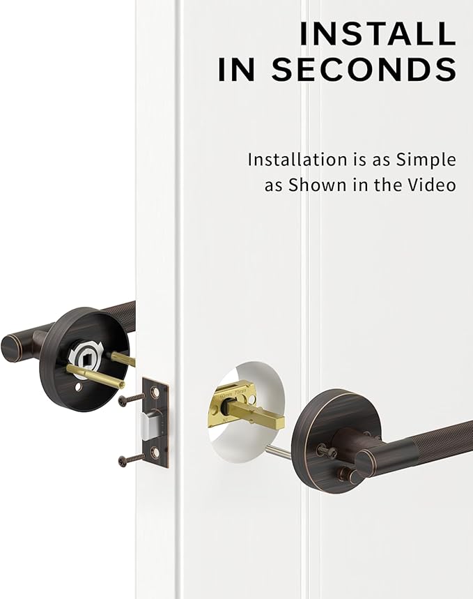 Asidrama 4 Pack Oil Rubbed Bronze Privacy Door Handles, Door Lever with Door Knobs Indoor for Bedroom or Bathroom, Heavy Duty Door Handles Interior with Locks for Left Right Sided Doors