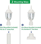 LIT-PaTH LED Outdoor Post Lighting Fixture, Pole Lantern, 9.5W 800 Lumens, 3000K Warm White, Aluminum Housing Plus Glass, Matte White Finish, 1-Pack