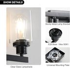 Bathroom Vanity Light, 2-Light Modern Matte Wall Sconce Lighting with Clear Glass Shade, Wall Lights,Bath Vintage Wall Mounted Lamps for Mirror Bedroom Living Room