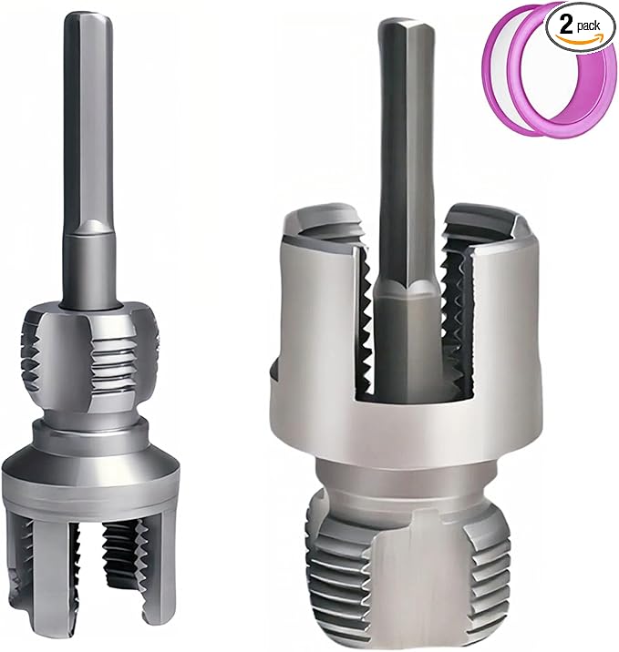 Integrated Internal & External Pipe Threading Tool, Electric Drill Compatible, 1/2" & 3/4" Pipe Sizes, PVC Pipe Thread Repair-Chasing & Restoring, Thread Trimming and Angle Bolt Repair Tool