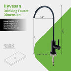 Black Water Filter Faucet, Non Air Gap RO Faucet Stainless Steel for Reverse Osmosis System Easy to Install