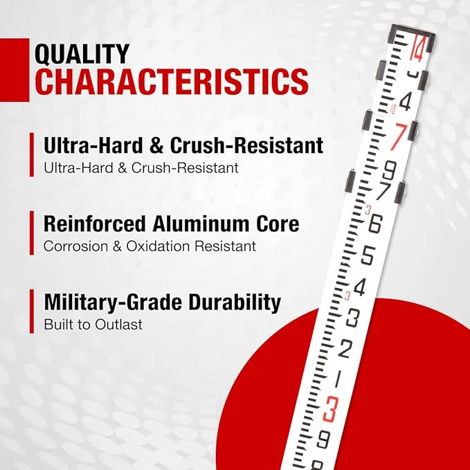 14 foot Aluminum Grade Rod - 10ths, 3 Sections Dual Sided Telescoping Leveling Rod with Bubble Level Convenient Aluminum Staff for Precise Measurement (4 M/14 FOOT 10 TH)