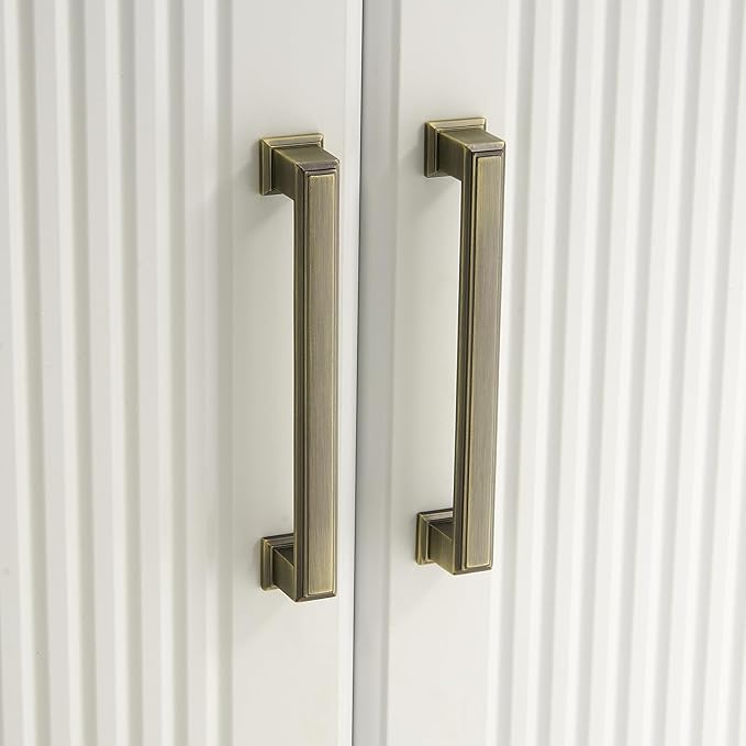 10 Pack 5 Inch(128mm) Hole Center Brushed Antique Bronze Modern Cabinet Pulls Kitchen Cabinet Handles Kitchen Cabinet Hardware Timeless Drawer Pulls for Dresser Cupboard Wardrobe, B-Bronze(5x10)