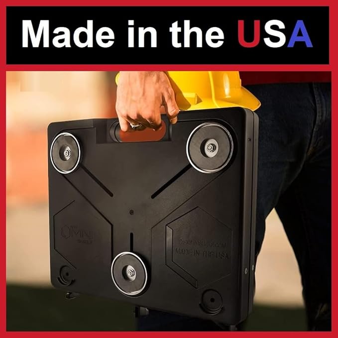 The OmniShelf Portable Workstation, Magnetic Toolbox, Laptop Stand w/ 50 lb Capacity, Hands Free Workstation, Attach to HVAC, Trucks, Walls, Poles etc. (Model # OSO1 - Magnets)