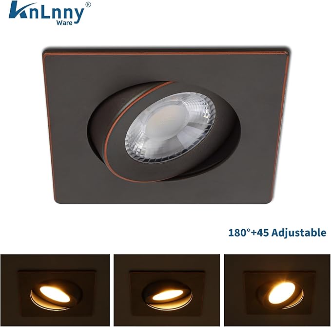 Oil Rubbed Bronze Recessed Lights Square 4 inch 6 Pack, Gimbal Gimbal Recessed Lights,dimmable, 5CCT Selectable,9W 750LM