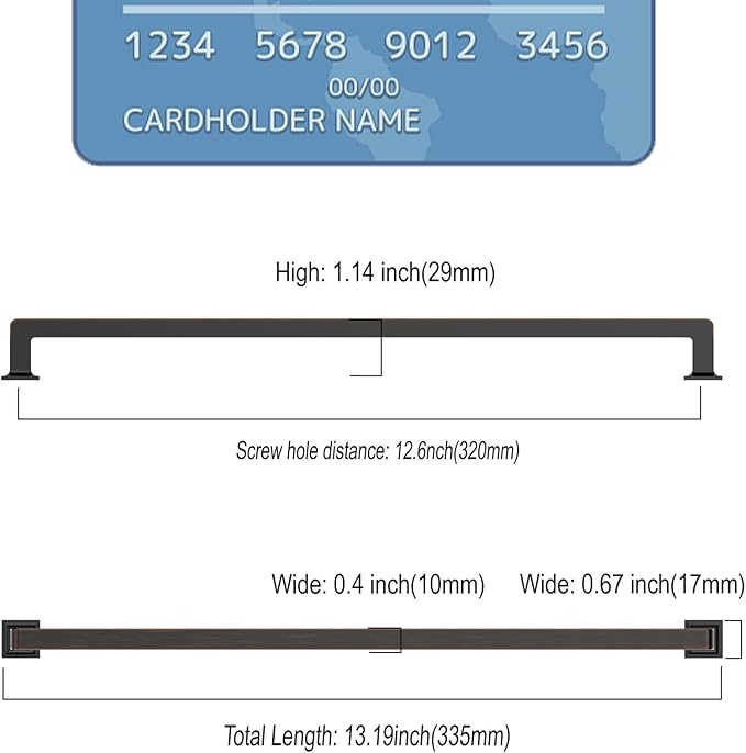 6 Pack 12.6 Inch Cabinet Handles Oil Rubbed Bronze Cabinet Pulls Long Kitchen Cabinet Handles Bronze Cabinet Hardware Wardrobe Pulls Kitchen Handles for Cabinets Bronze Cabinet Handle