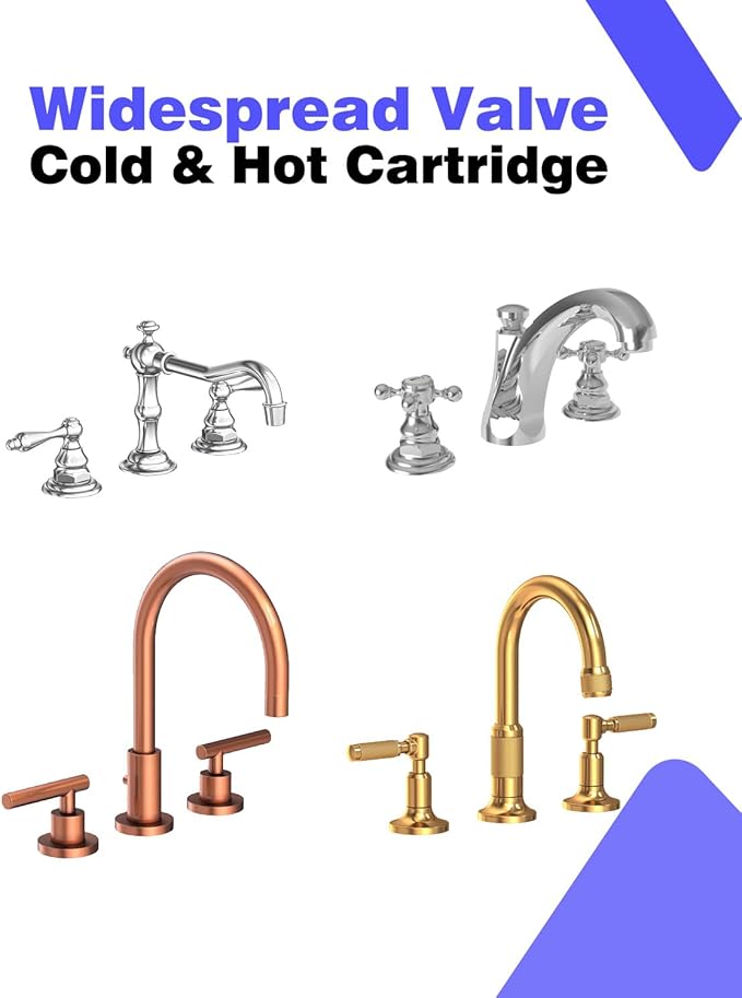 1-001 & 1-002 Ceramic Valve Set, Lead-Free Brass, Replacement Newport Brass Hot and Cold Cartridge, Kingston KSRPL5000HC & CC, For Use With Widespread Faucet and Deck Mounted Pot Filler Faucet