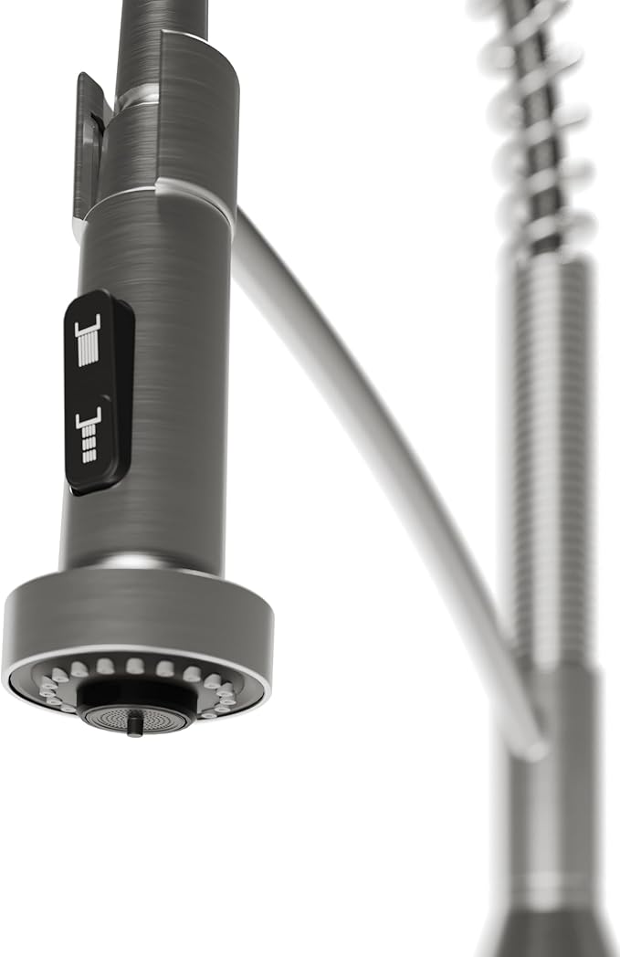 Karran Scottsdale Commercial Style Pull-Down Kitchen Faucet with Sprayer, Spot-Free Stainless Steel, High Arc Single Handle Pre-Rinse Spring Faucet