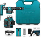 Takamine 3x360° 12 Lines Self Leveling Green Laser Level, 3D Cross Line for Construction/Picture Hanging with Removable Li-ion Battery, Remote Controller, Magnetic Rotating Stand and Hard Case