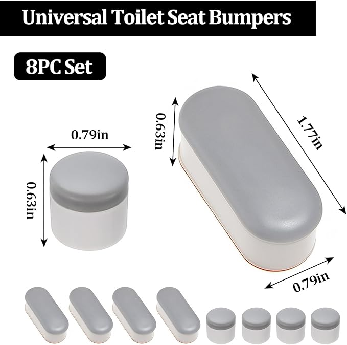 8 Pack Universal Toilet Seat Bumpers Stable Toilet Seats, Noise Reduction, and Easy Installation Equipped with Durable Adhesive Fits Most Toilet Models