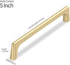 20 Pack 5 Inch(128mm) Hole Center Modern Brushed Gold Cabinet Pull Handle Timeless Vanity Drawer Pull Handle Classic Cabinet Hardware for Kitchen Dresser Bathroom, Screws Included, B-Gold(5x20)