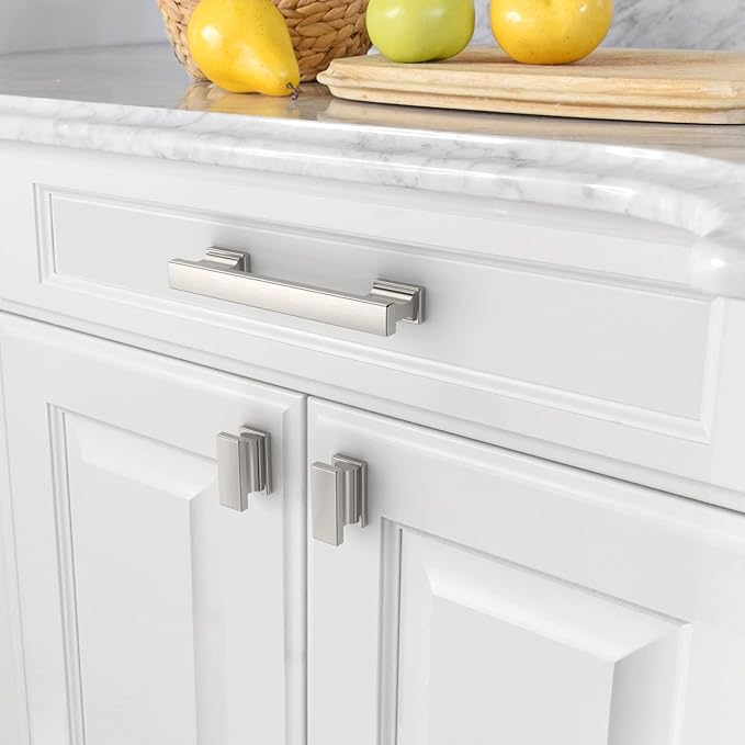 Asidrama 10 Pack 3.75 Inch(96mm) Brushed Satin Nickel Kitchen Cabinet Handles, Cabinet Pulls Kitchen Cabinet Hardware for Cupboard Drawer Pulls