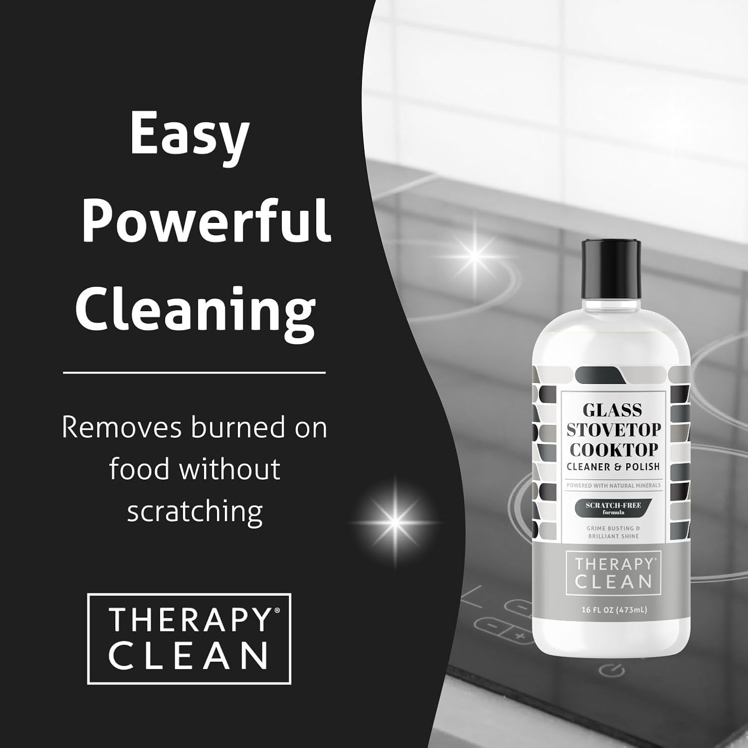 Therapy Glass Cooktop Cleaner 16 oz - Glass Stove Top Cleaner and Polish for Ceramic, Electric, Induction and Flat Top Surfaces