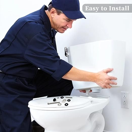 Universal Toilet Tank to Bowl Bolts Kit, Heavy Duty Toilet Bolts, Waterproof Stainless and Rubber Washers Gaskets with Extra Long Nut Screw for Fastening (Silver) (4, Long)